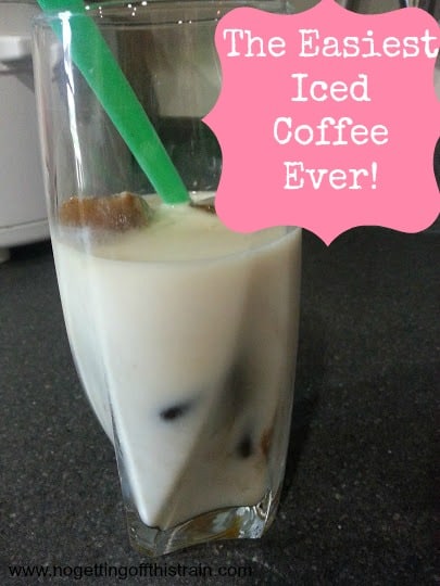 Only two ingredients create the base for this super easy iced coffee! www.nogettingoffthistrain.com