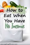 Image of a bag of groceries with the title "How to Eat When You Have No Income"