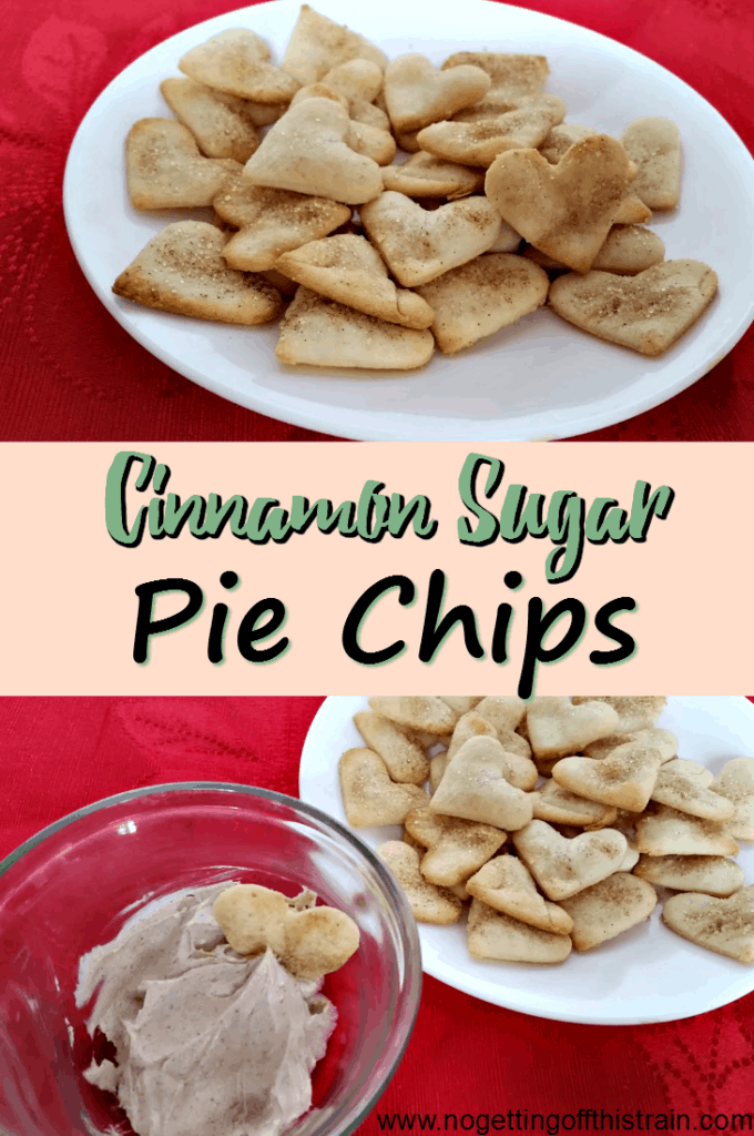 Looking for a cute Valentines Day treat? Make these cinnamon sugar pie chips, made easier with a pre-made pie crust! A great dessert for the kids!
