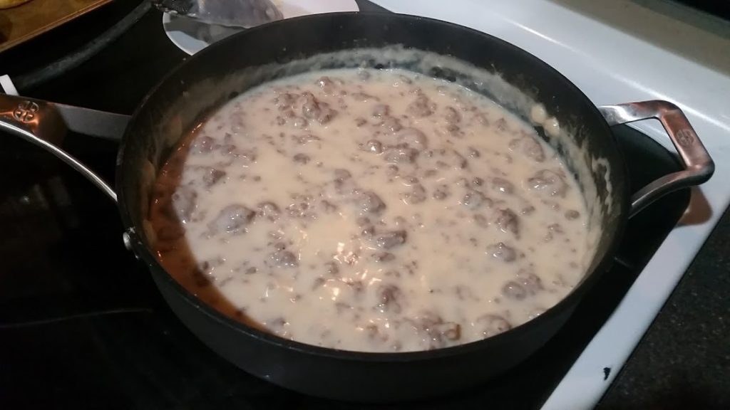 This simple sausage gravy recipe is the perfect comfort food for breakfast! Easy to make with only 4 ingredients and a family favorite!