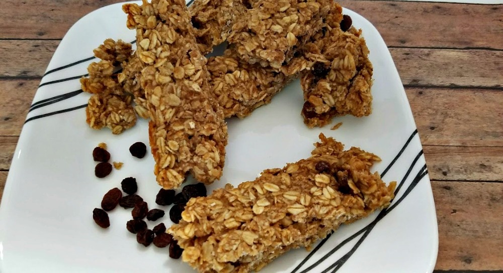 These Homemade Oatmeal Raisin Granola Bars are healthier and cheaper than store-bought! A great frugal snack, and kid friendly too!