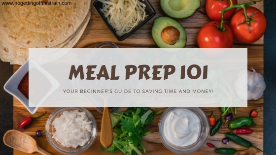 Image of food on a cutting board with the title "Meal Prep 101: Your Beginner's Guide to Saving Time and Money"