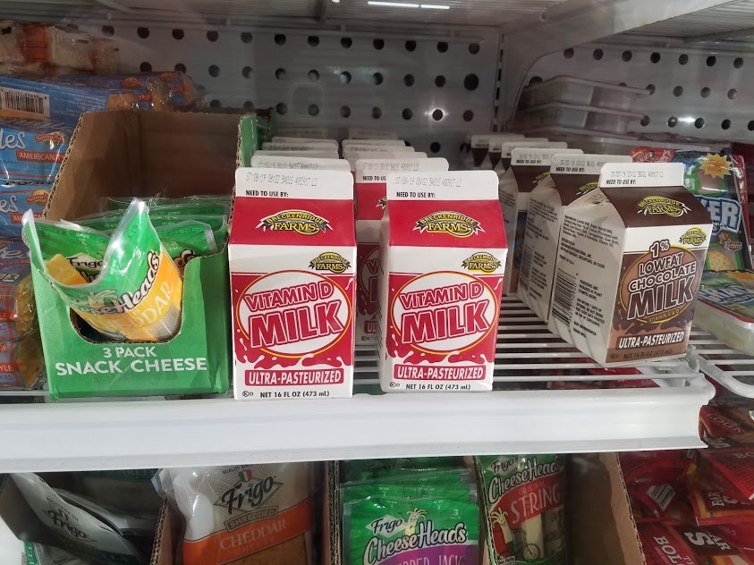 Image of milk on display at Dollar Tree