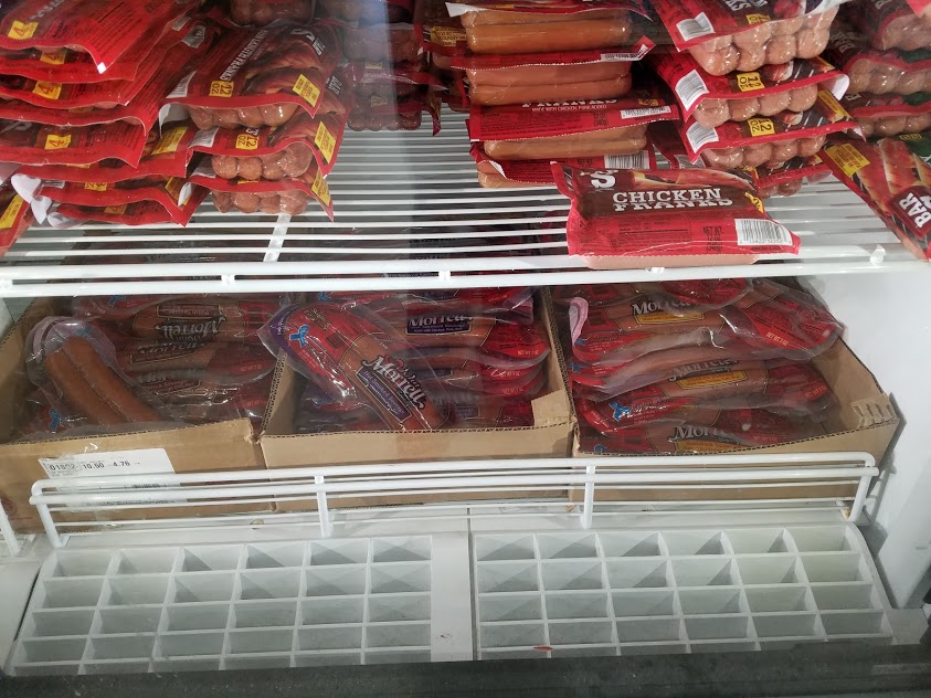 Image of hot dogs on display at Dollar Tree