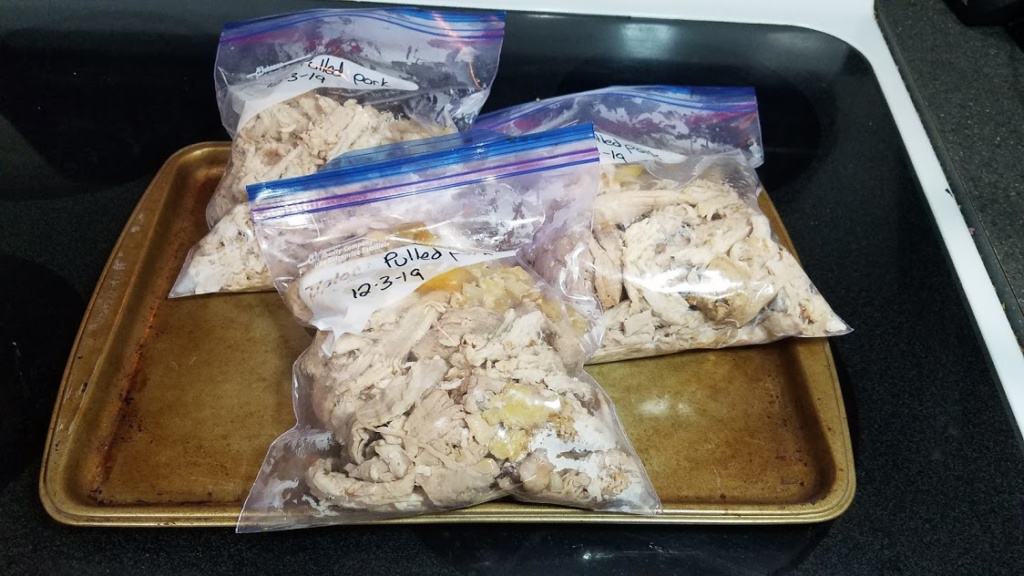 Image of pulled pork in freezer bags