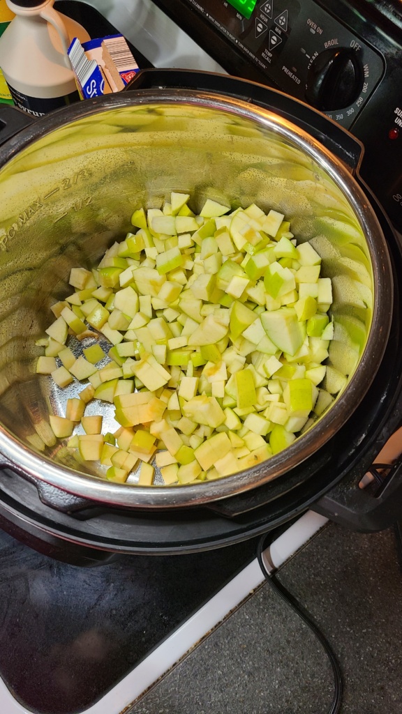 Diced apples in a slow cooker