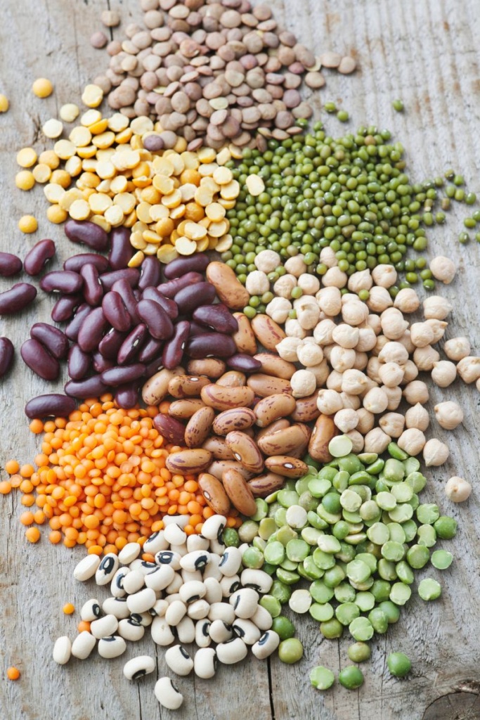 A pile of various dried beans
