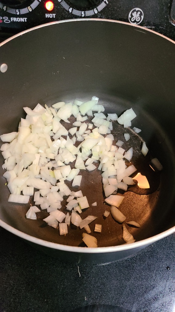 Diced onions in a large pot