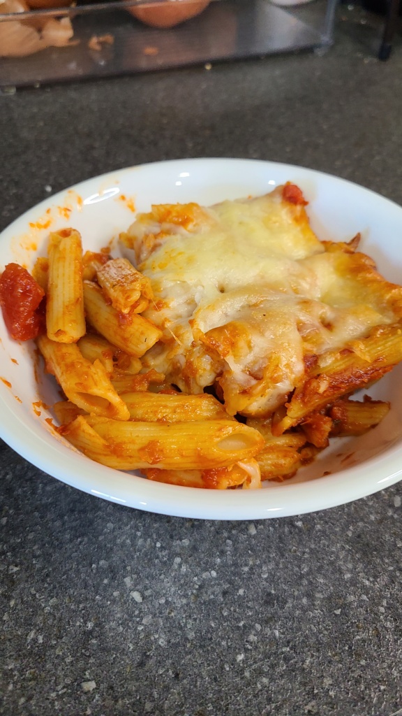 Baked pasta in a bowl
