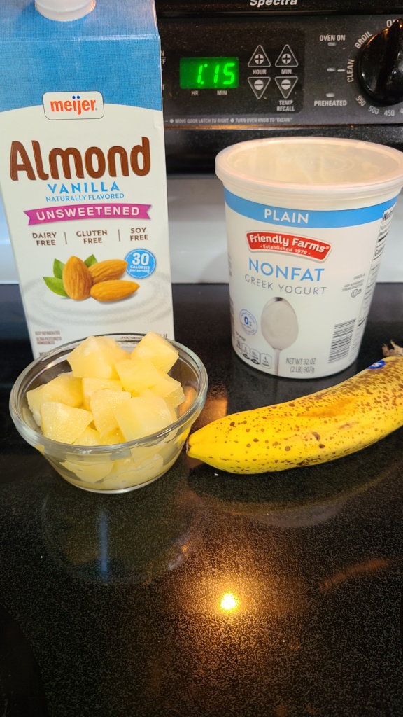 Ingredients for pineapple smoothie