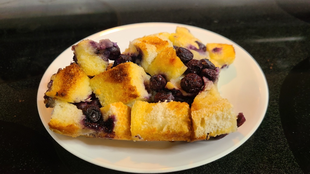 Blueberry French toast casserole on a plate