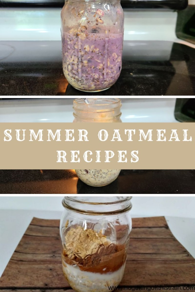 A collage of various overnight oats with text "Summer oatmeal recipes"