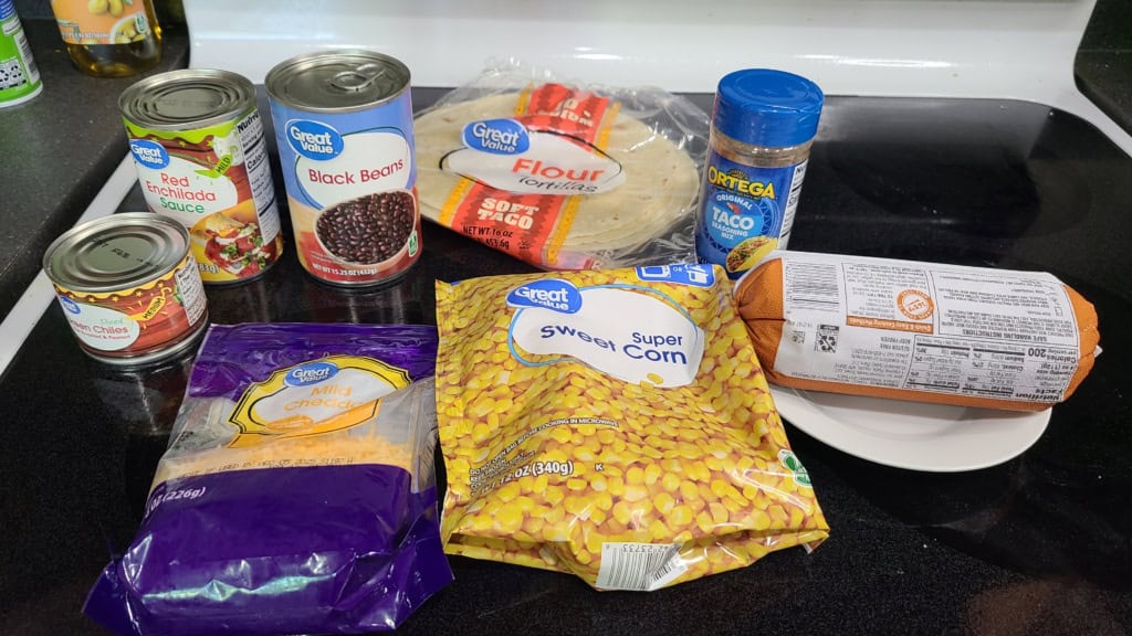 Ingredients for enchilada casserole
