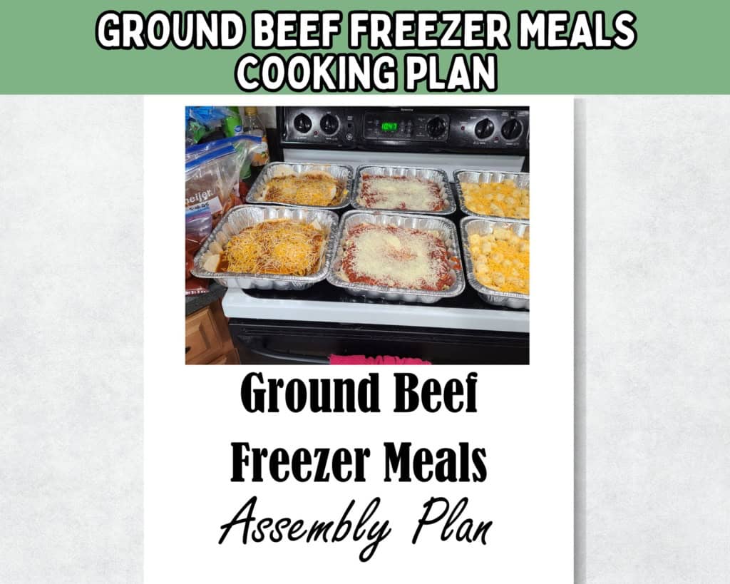 An image of a ground beef freezer meal assembly plan