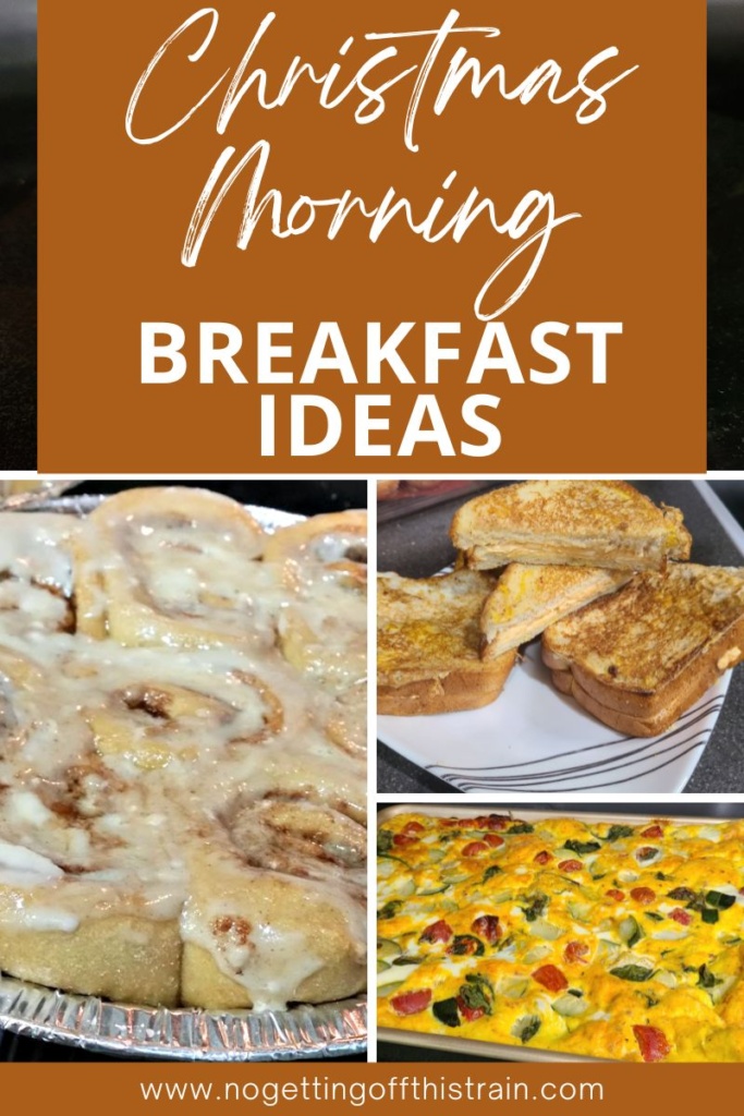 A collection of breakfast images. Text says "Christmas morning breakfast ideas"