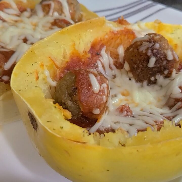 4-Ingredient Spaghetti Squash Meatball Bake