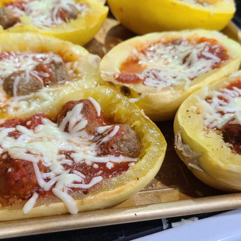 4-Ingredient Spaghetti Squash Meatball Bake