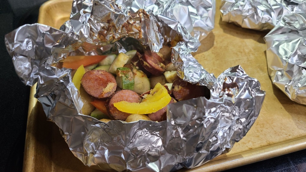 Fully cooked foil packet kielbasa
