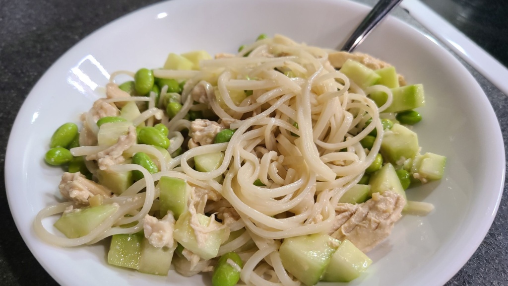 A bowl filled with sesame noodle salad