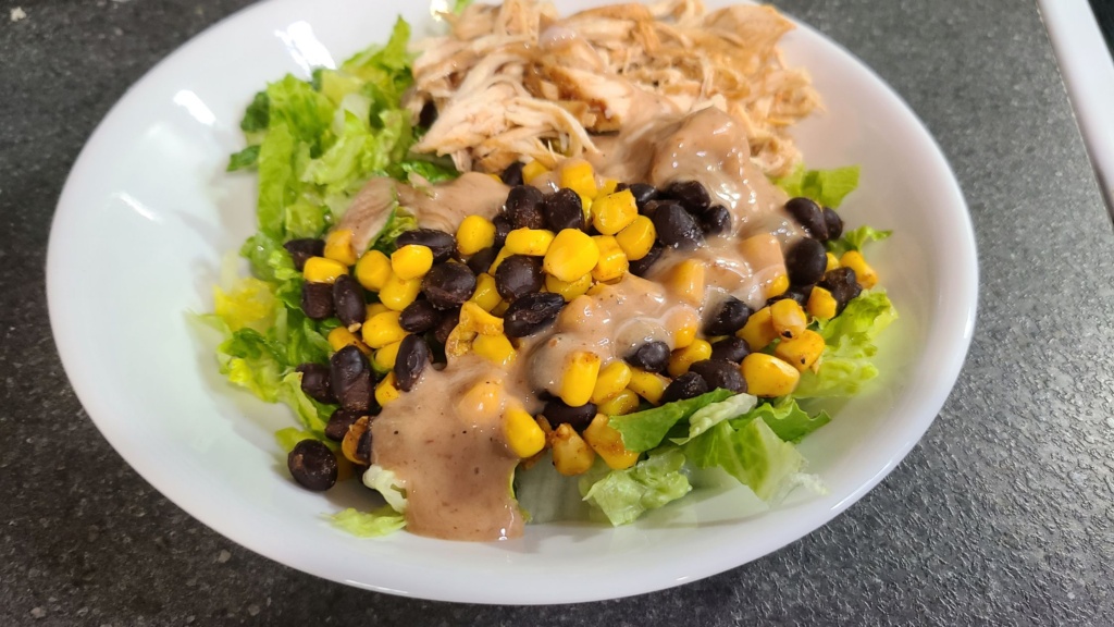 Finished BBQ Ranch Chicken Salad, in a bowl